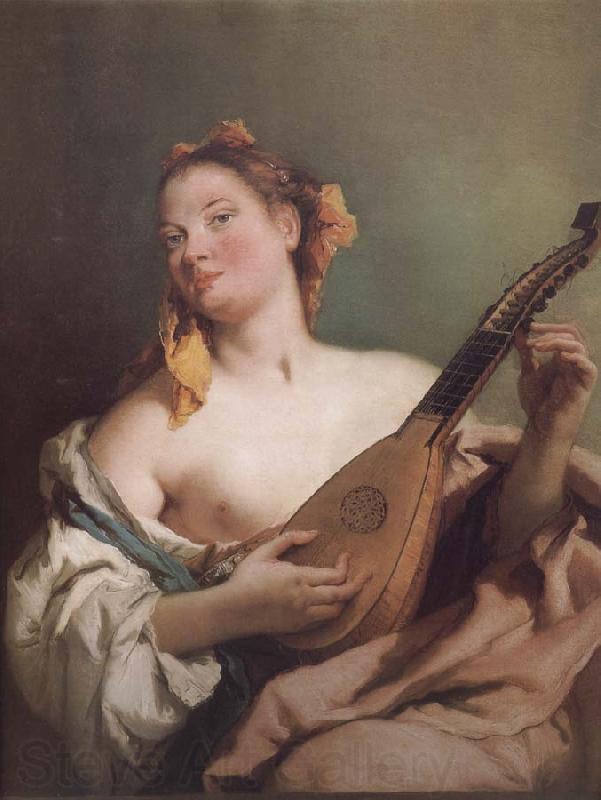 Giovanni Battista Tiepolo Mandolin played the young woman Norge oil painting art